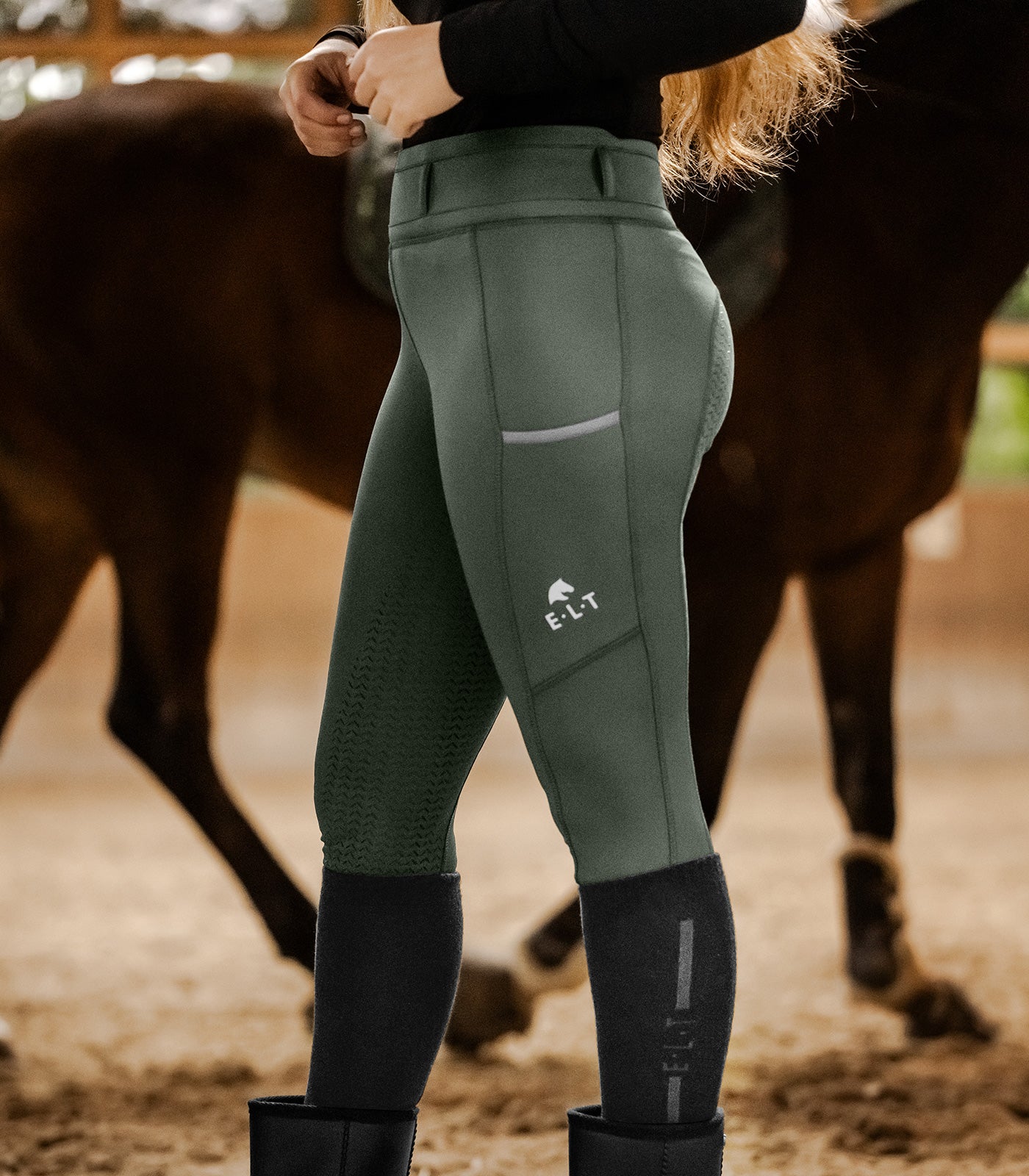ELT Ella termiske ridetights - Mørkeoliven 27