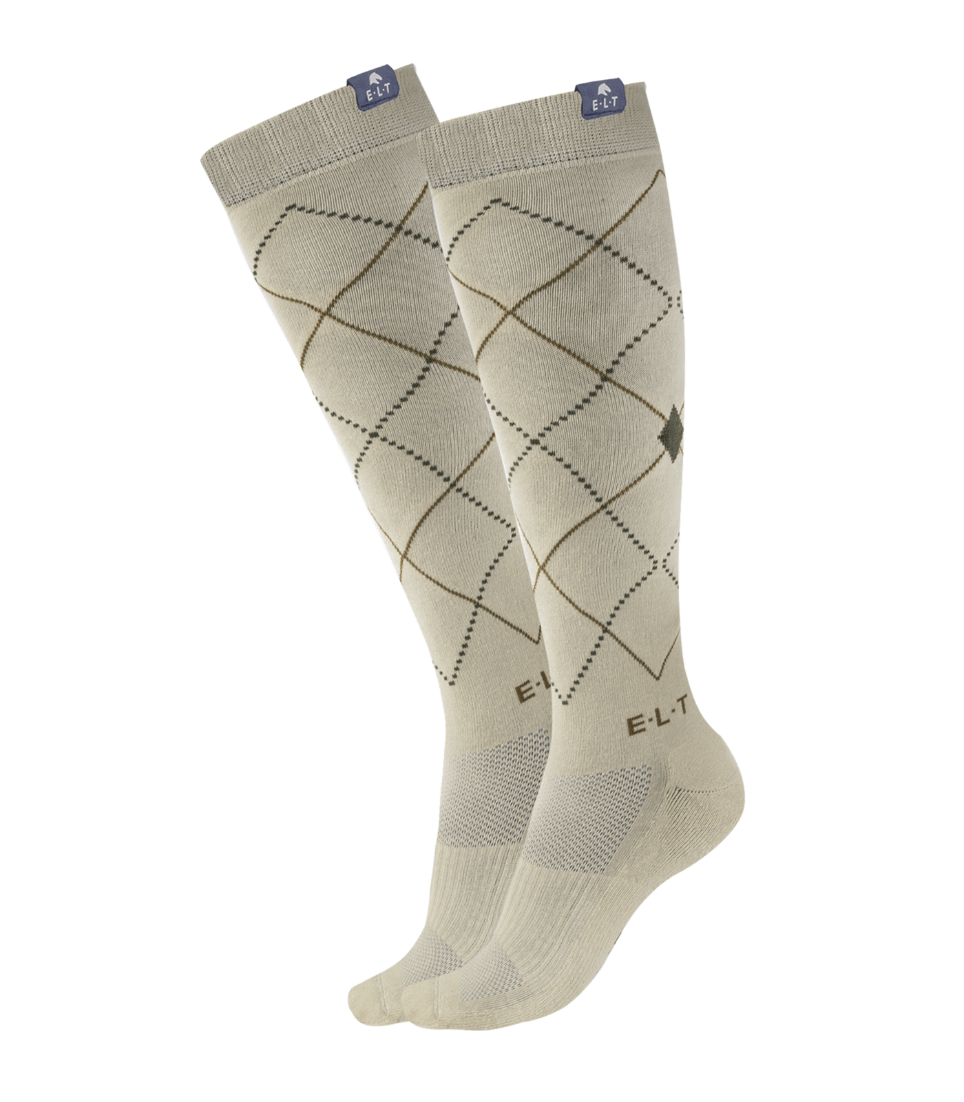 ELT Argyle Riding Socks - Beige Grå 5