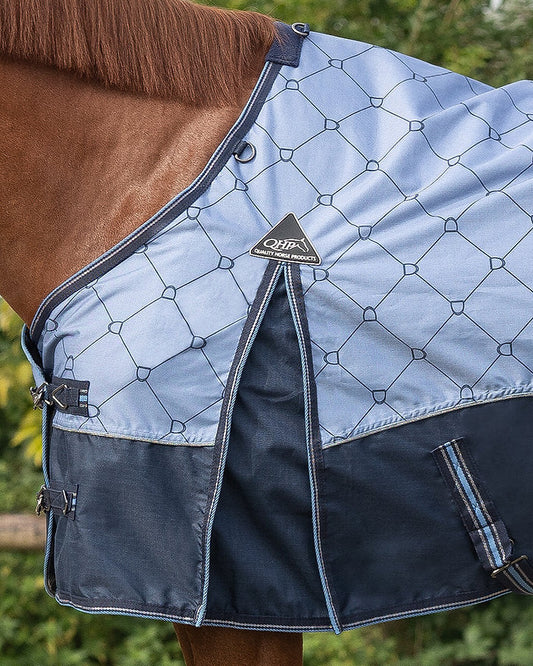 QHP Turnout Collection 600D regndækken m. fleece - Ocean Blue