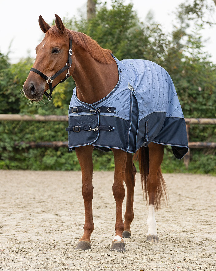 QHP Turnout Collection 600D regndækken m. fleece - Ocean Blue