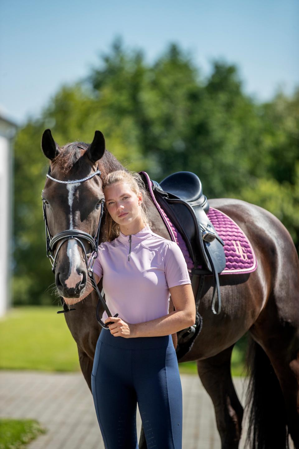 Equipage Hasty Half-zip kortærmet ridebluse - Rose