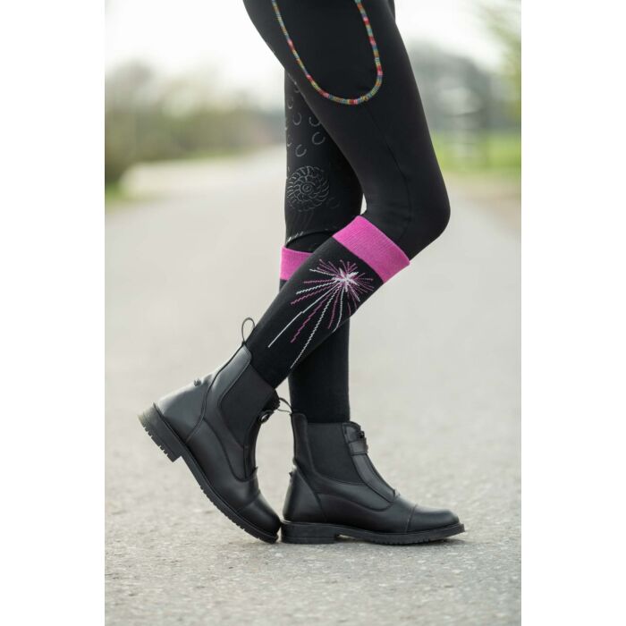 HKM Polly ridestrømpe - Sort/Pink