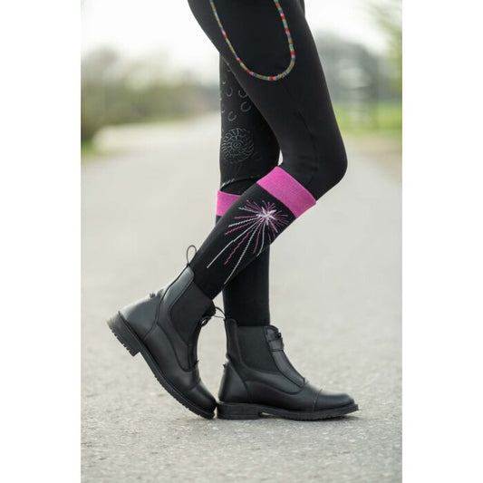 HKM Polly ridestrømpe - Sort/Pink
