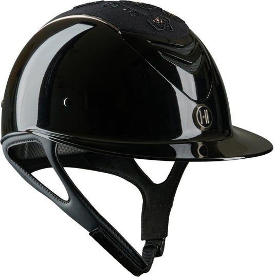 One K Avancé-ridehjelm – Broderet top, krom pipe