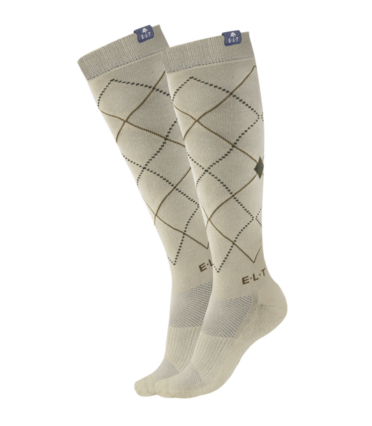 ELT Argyle Riding Socks - Beige Grå 5