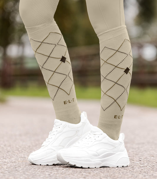 ELT Argyle Riding Socks - Beige Grå 6
