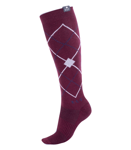 ELT Argyle Riding Socks - Fløjl Rød 5