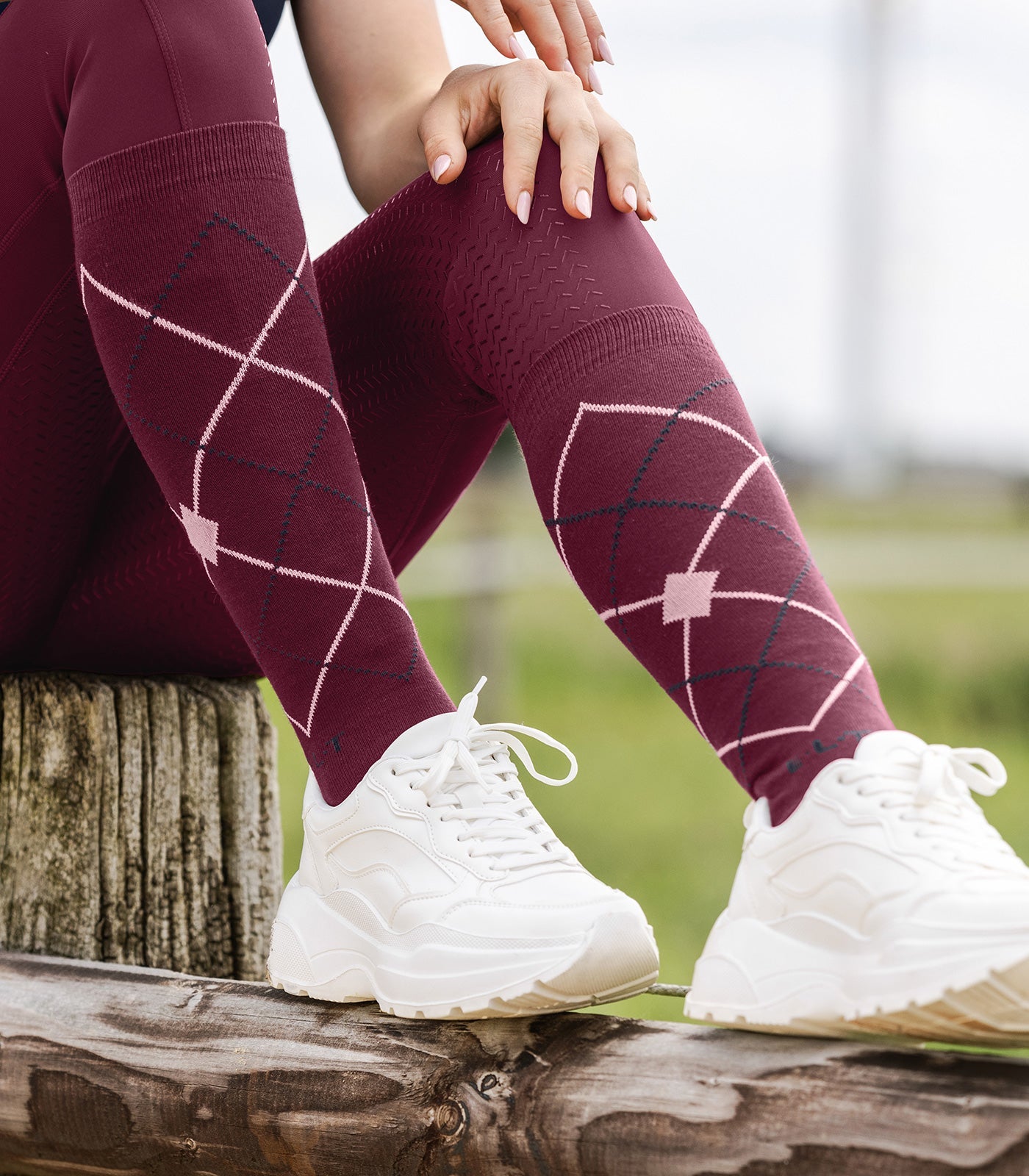 ELT Argyle Riding Socks - Fløjl Rød 6