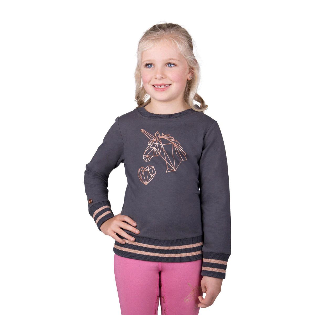 QHP Didy junior sweater, grå. Str. 128