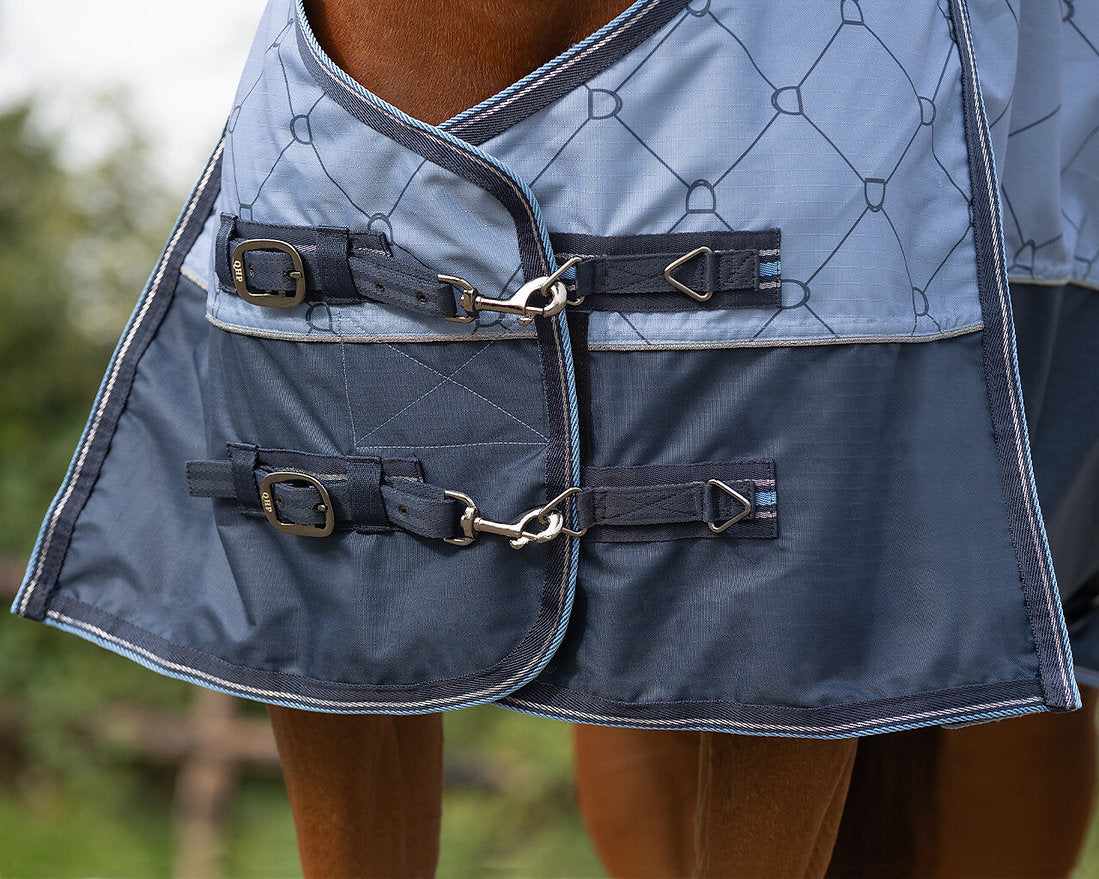 QHP Turnout Collection 600D regndækken m. fleece - Ocean Blue
