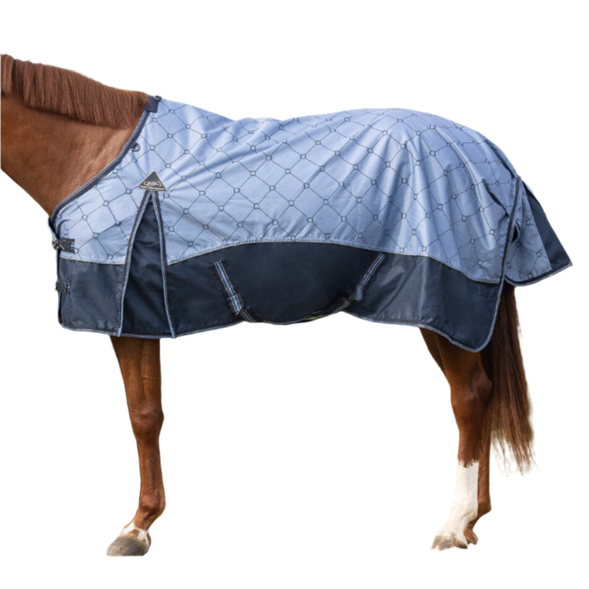 QHP Turnout Collection 600D regndækken m. fleece - Ocean Blue